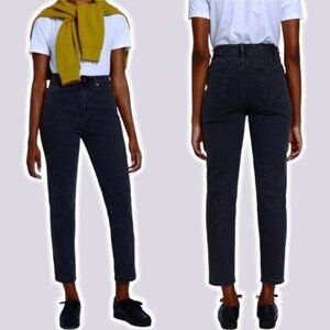 FRANK & OAK The Stevie High Rise Slim Tapered Jean Sz 25 Washed Black